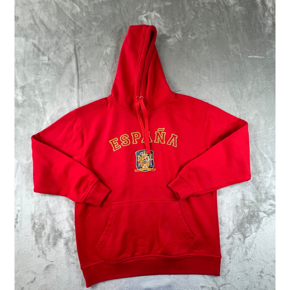 JHK Hoodie Mens Small Red Espana Spain Graphic Pullover Sweatshirt
